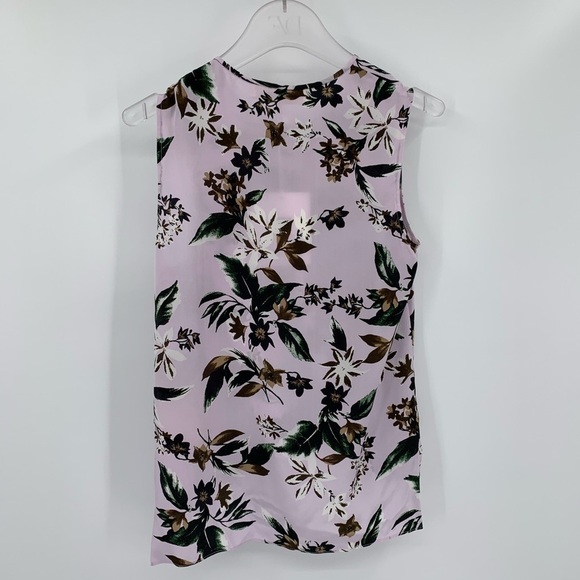DVF Diane von Furstenberg Daphne Caribbean Floral Lavender Fog blouse new XS - Picture 2 of 5